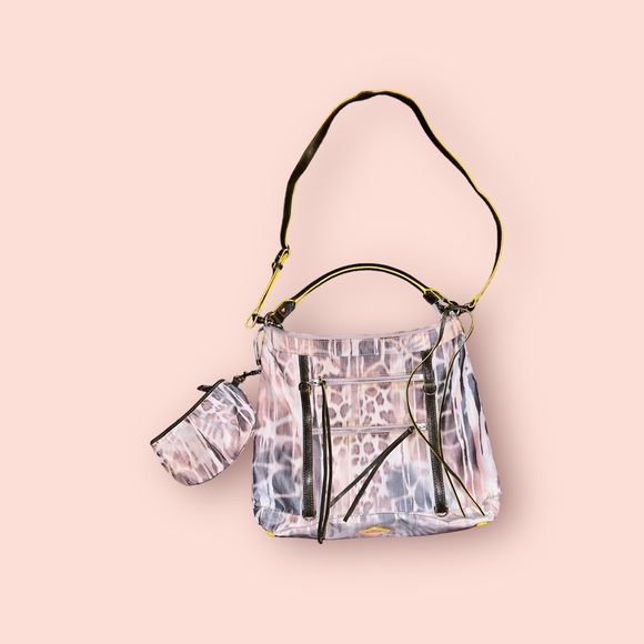 MZ WALLACE👜Brown & Grey Leopard Print Bag w/ matching wristlet, 9 Pockets, NWOT - Picture 3 of 10